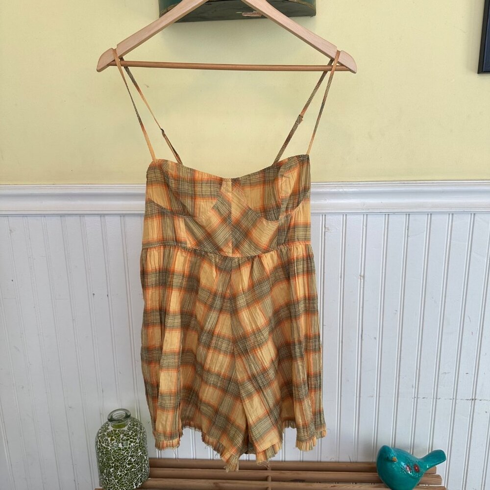 Urban Outfitters Yellow Plaid Shorts Jumper Medium